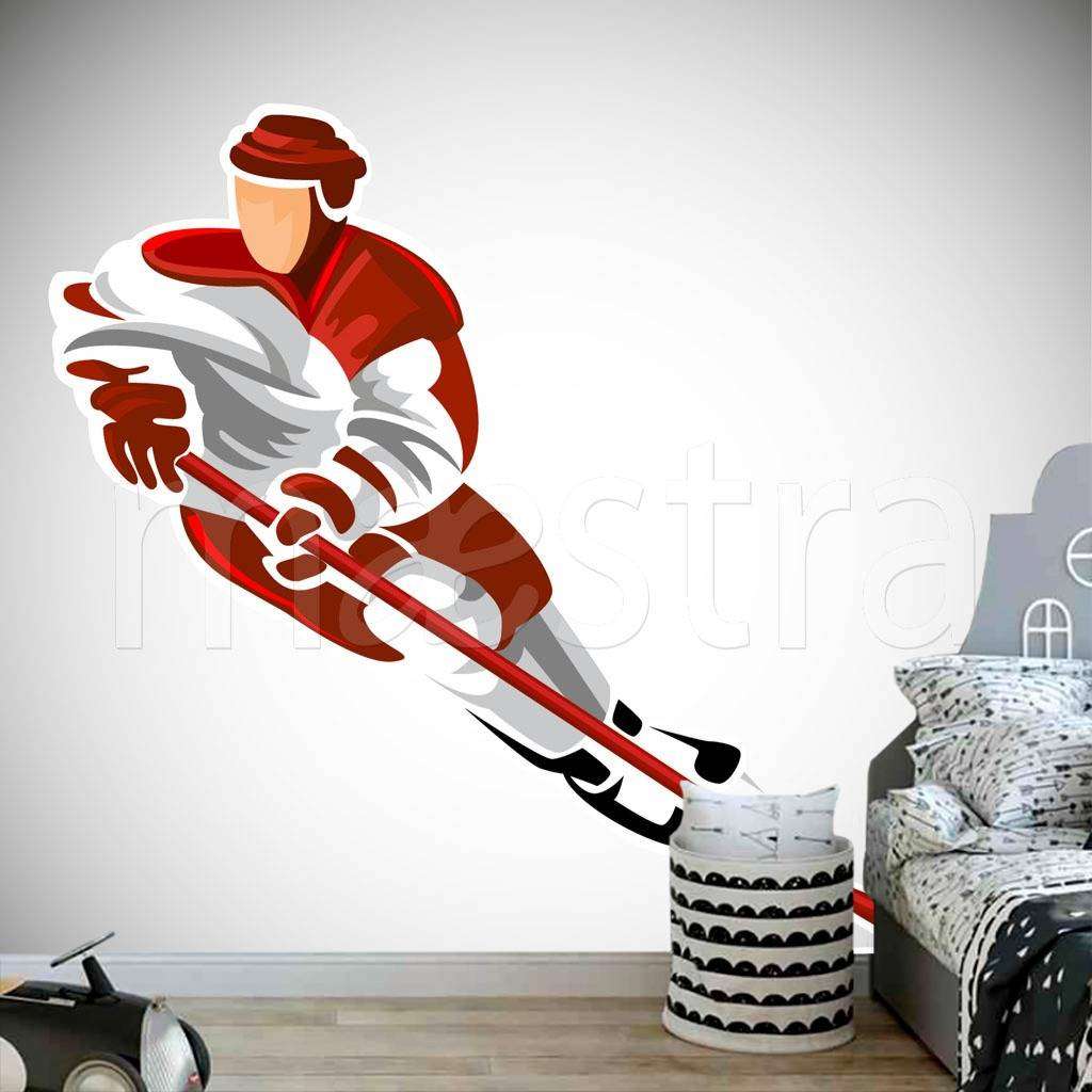 Фотообои в интерьере хоккеист в игре  12-567 фото