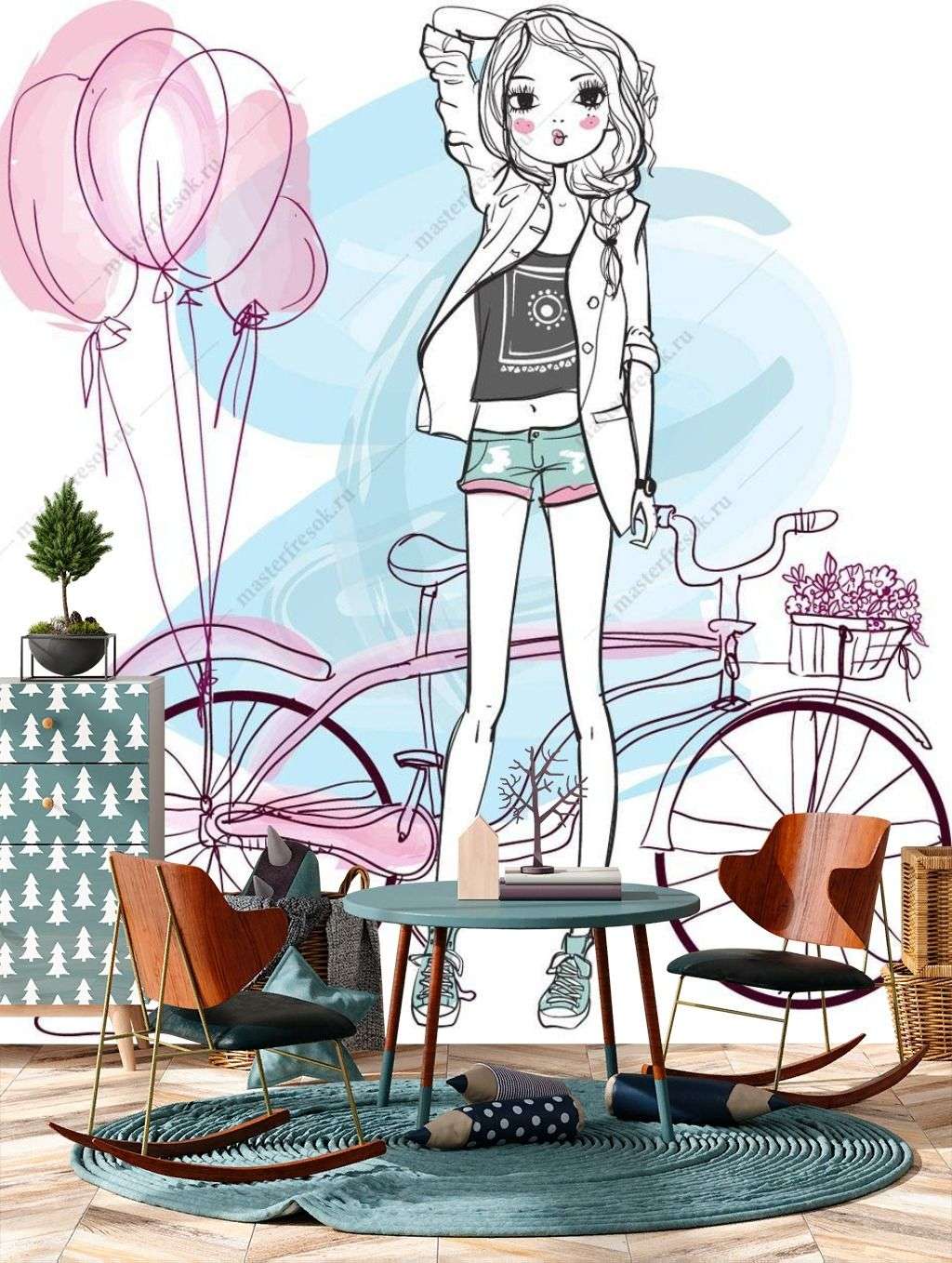 Фотообои в интерьере лето девушки  12-1248 фото