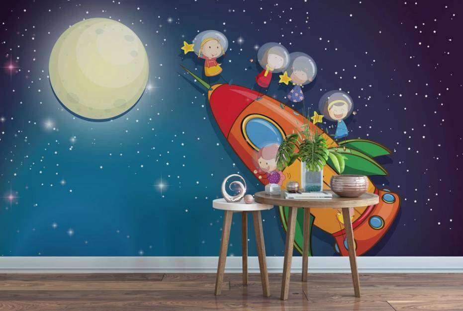 Фотообои Бесшовные обои на стену:  Ракета в космосе. Артикул: 15-359  