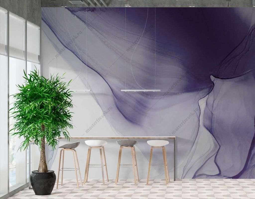 Фотообои в интерьере сиреневые разводы  9-1534 фото