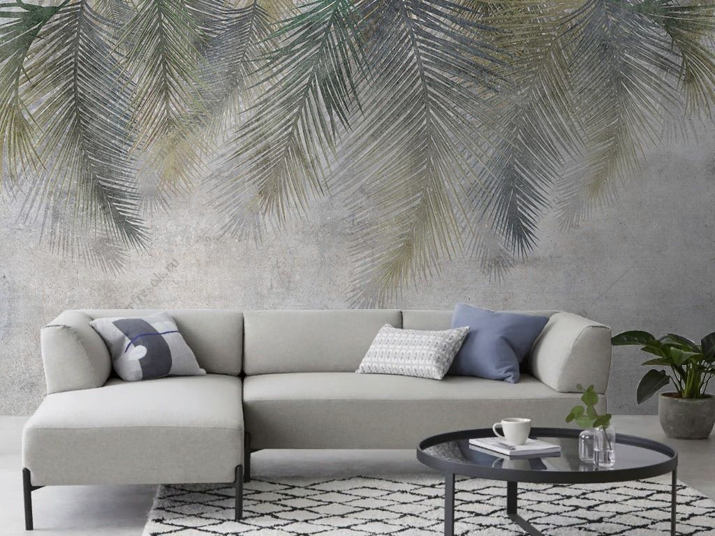 Фотообои Листья свисающие серо-зеленые  9-1866