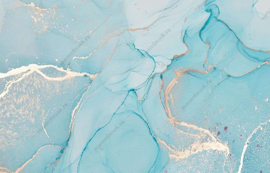Фотообои в интерьере флюид арт нежная бирюза  9-1034 фото