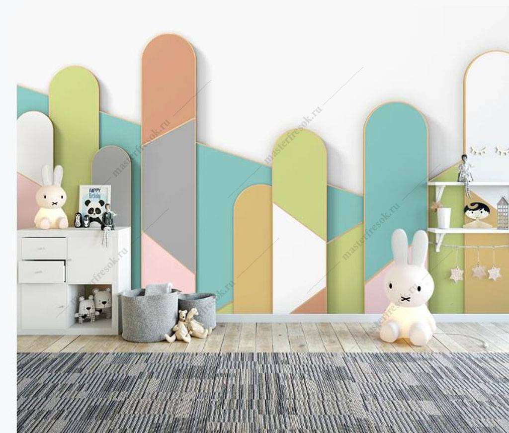 Фотообои в интерьере разноцветный забор  16-099 фото