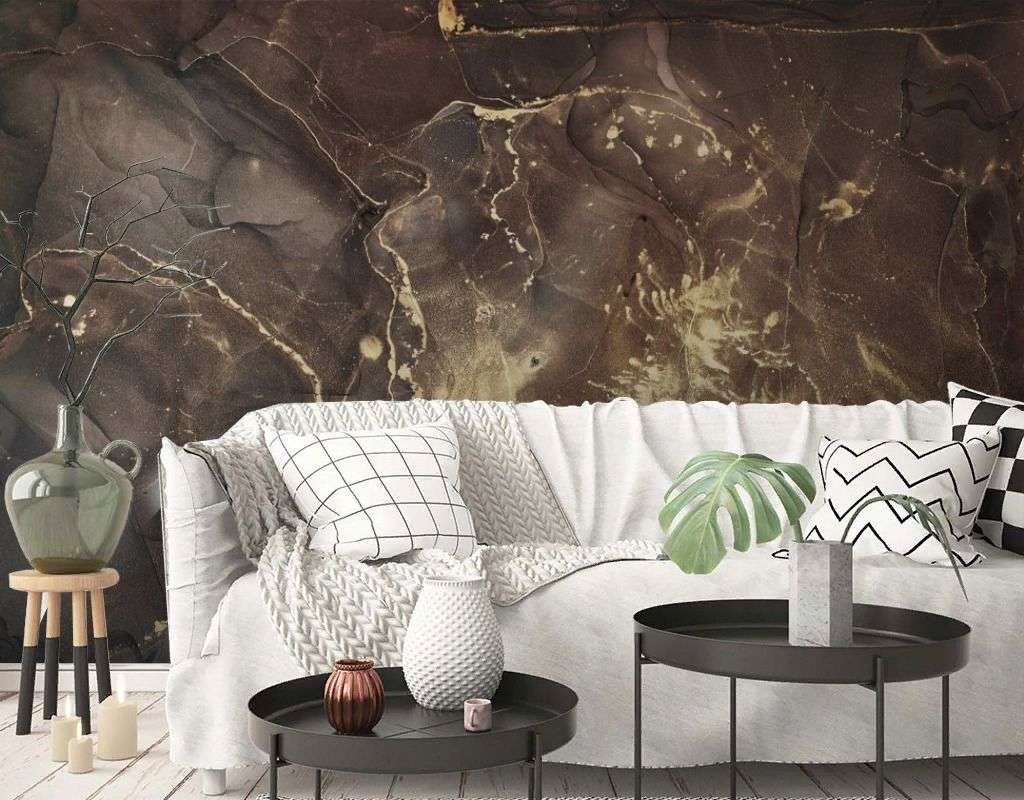 Фотообои в интерьере мрамор темное золото  9-2053 фото