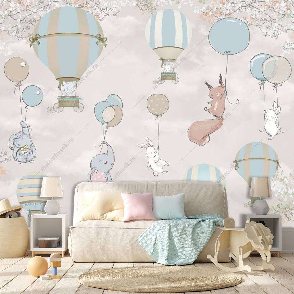 Фотообои в интерьере звери на шарах  13-217 фото