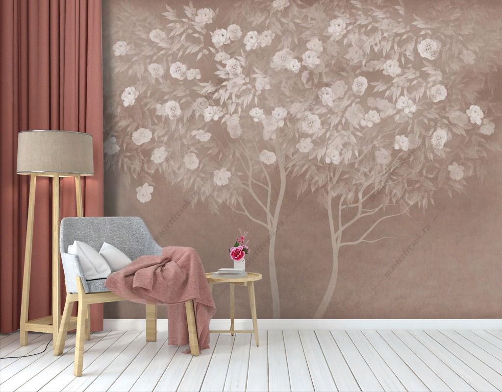 Фотообои Дерево цветущее ретро  13-585