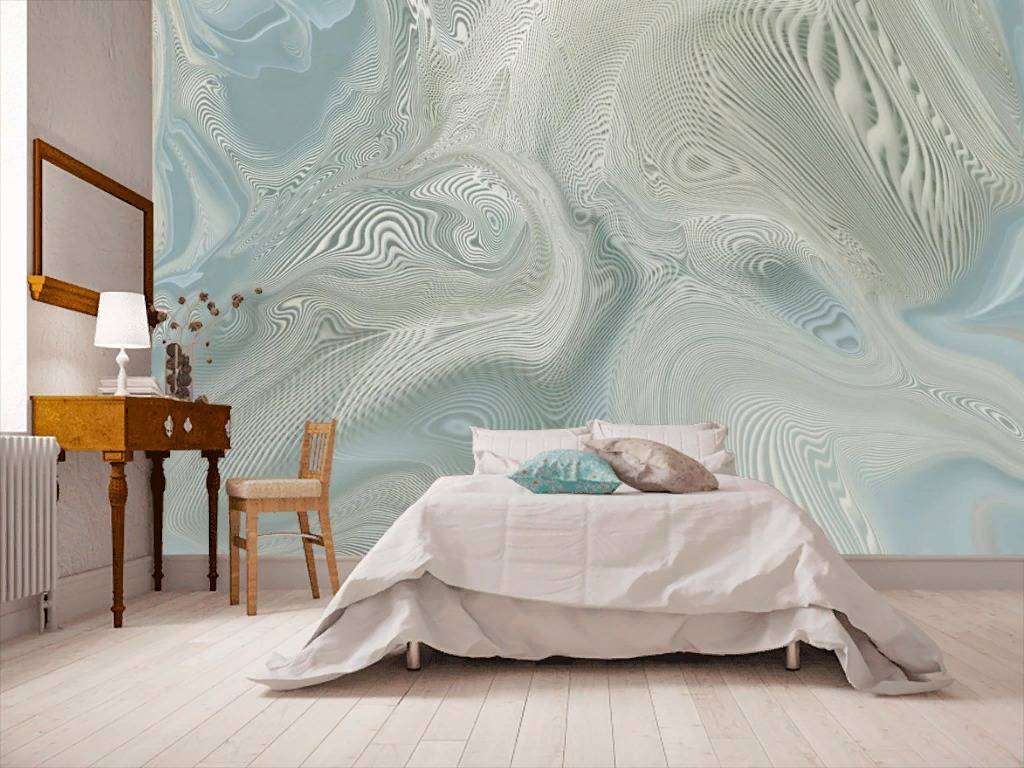 Фотообои в интерьере серо-голубой флюид  13-305 фото