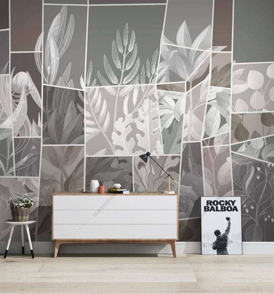 Фотообои в интерьере цветочная геометрия  16-118 фото