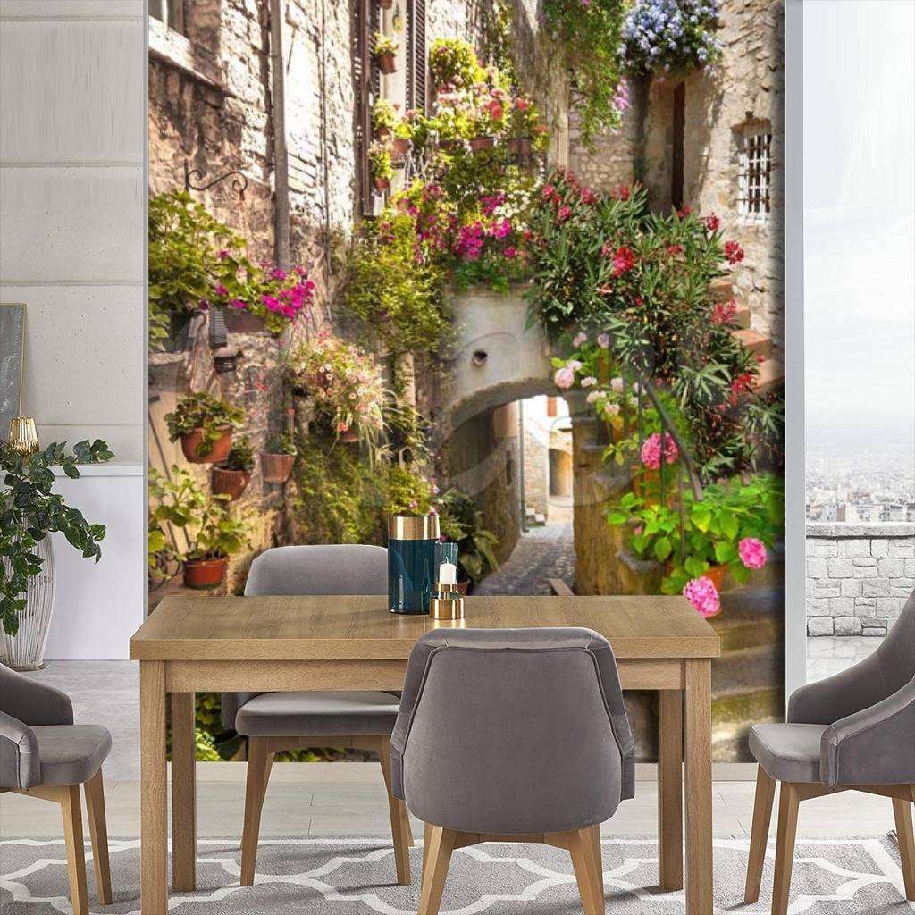 Фотообои Бесшовные обои на стену:  Узкая улочка в городке. Артикул: 5-018  