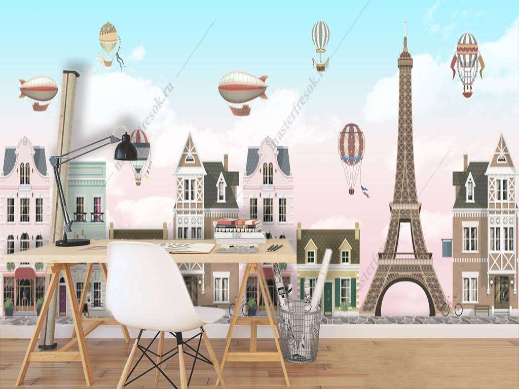 Фотообои в интерьере домики амстердам и шары  12-920 фото