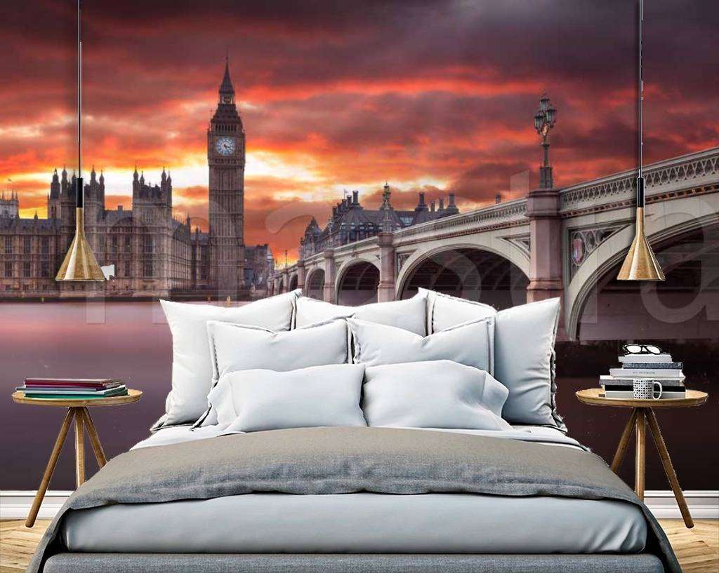Фотообои в интерьере лондон на фоне заката  9-454 фото