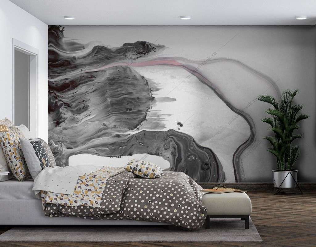 Фотообои в интерьере серые штрихи  9-1350 фото