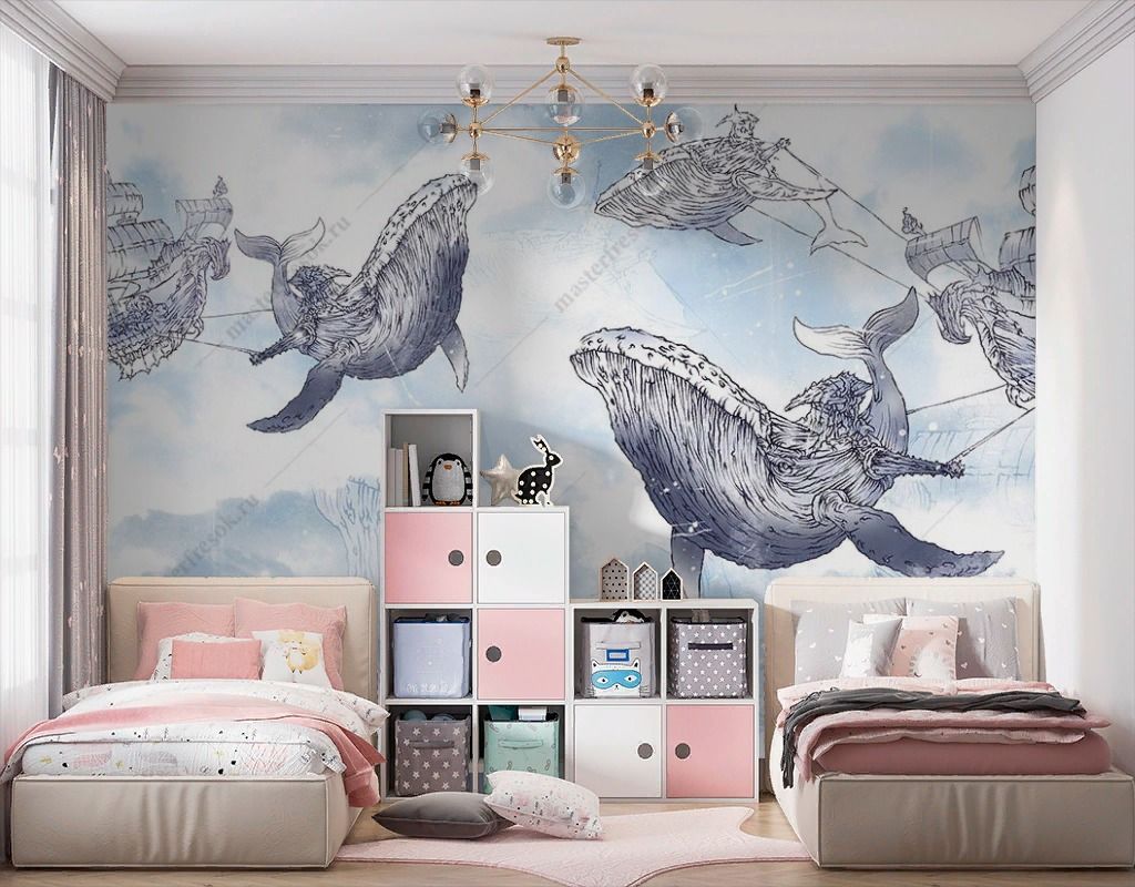 Фотообои Большие киты в небе  9-1700