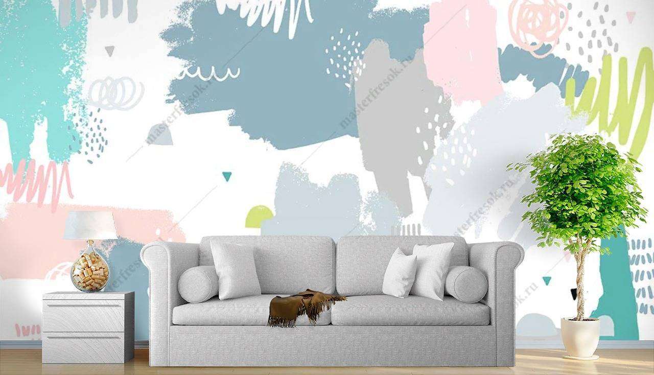 Фотообои в интерьере цветная абстракция  9-1128 фото