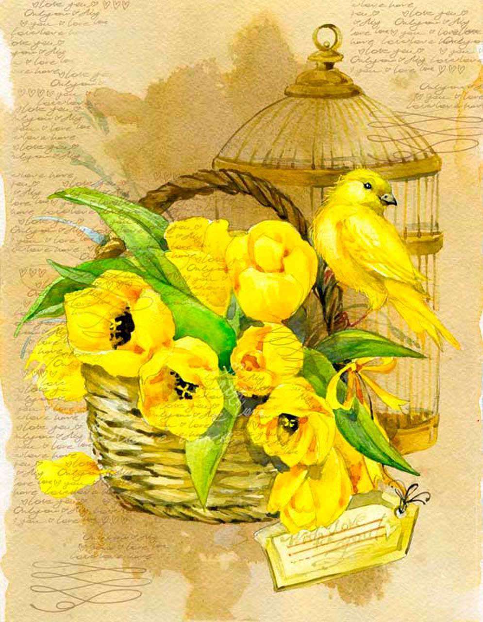 Фотообои в интерьере тюльпаны в корзине  10-137 фото