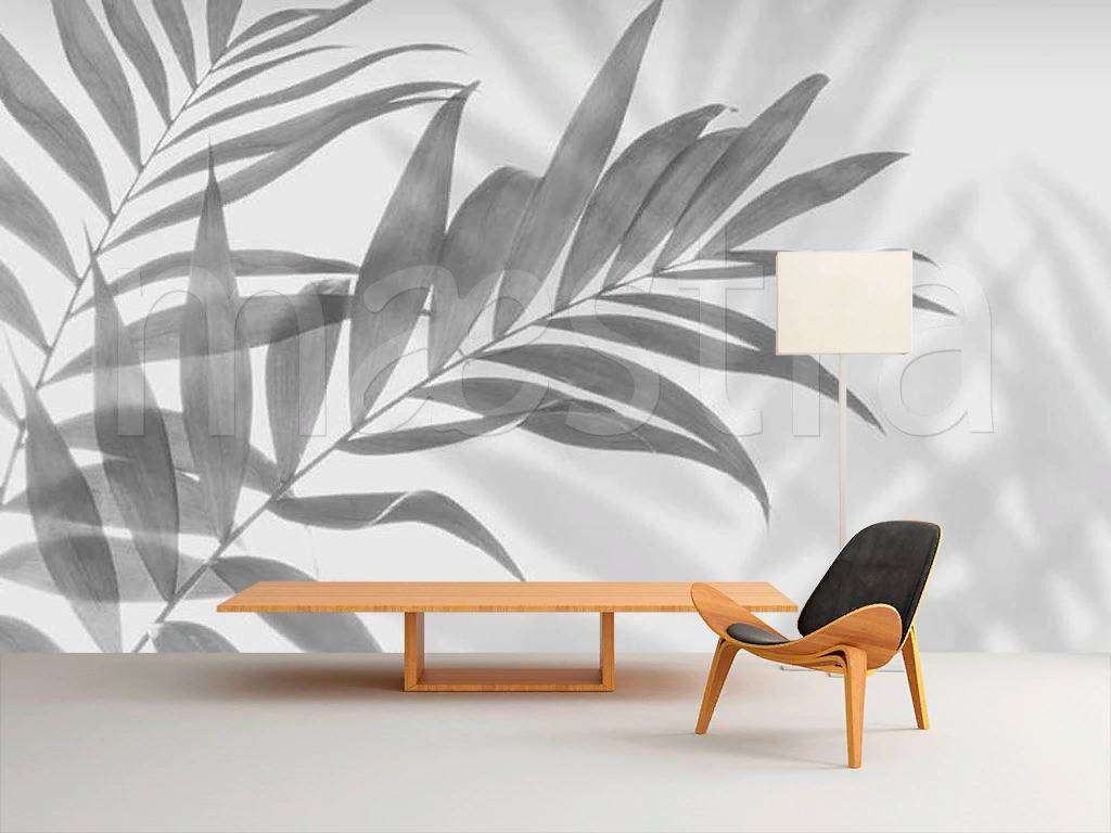 Фотообои в интерьере папоротник серый  15-487 фото