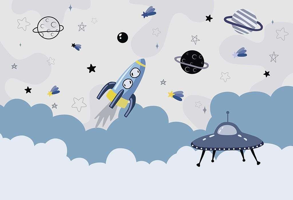 Фотообои в интерьере космос для малышей  14-011 фото