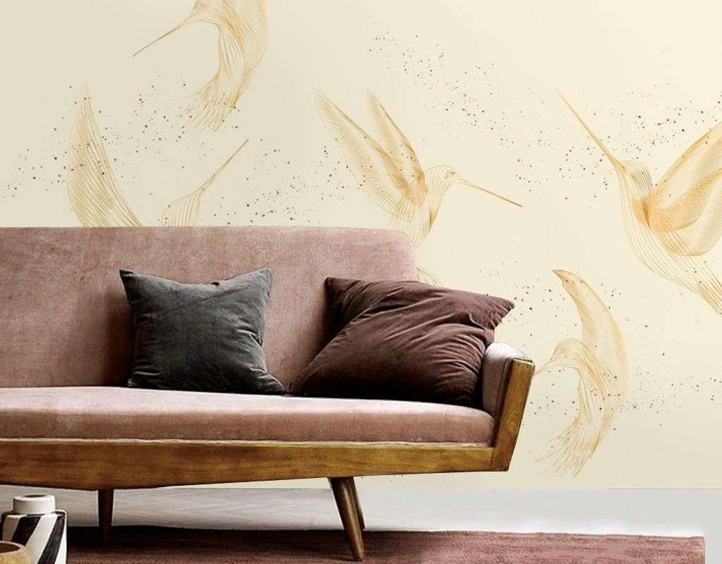 Фотообои в интерьере калибри на бежевом фоне  9-2107 фото