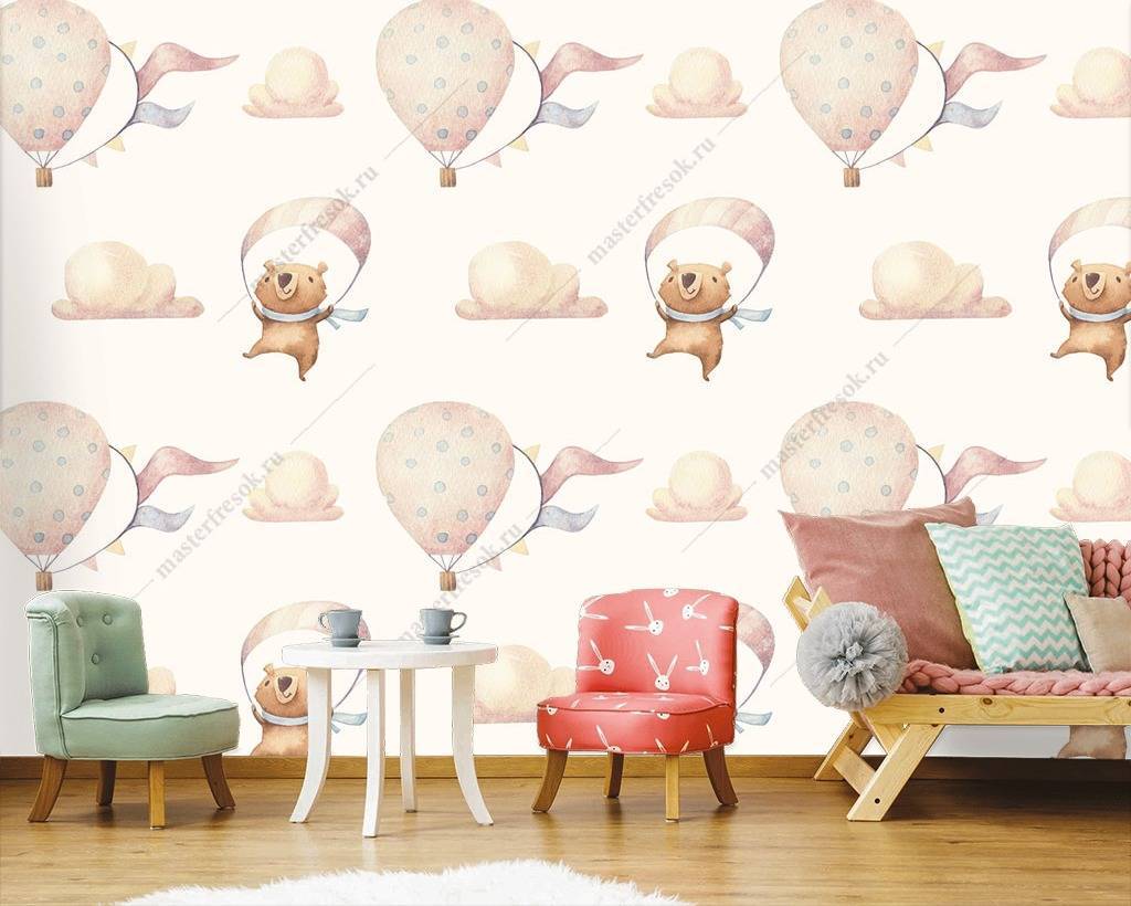 Фотообои Воздушные шары с мишками  12-726