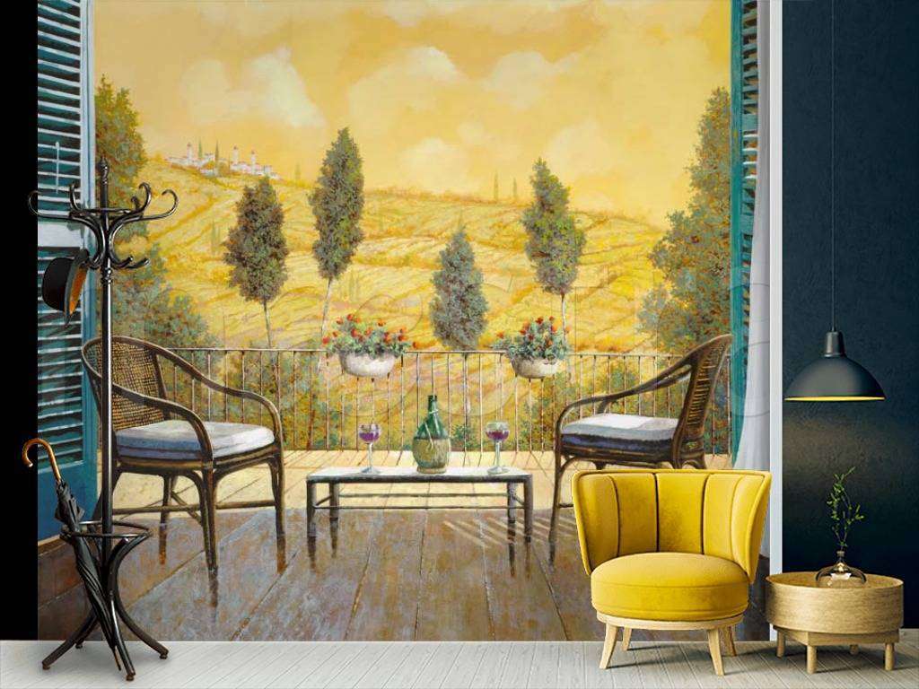 Фотообои Вид с балкона на поля  8-035