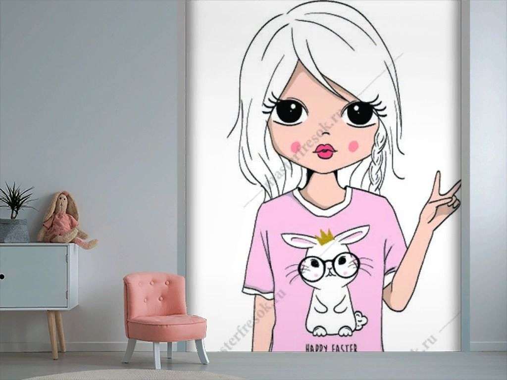 Фотообои в интерьере модная девочка  12-1253 фото