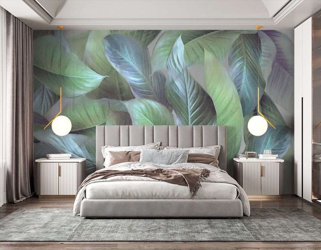 Фотообои в интерьере листья папоротника  13-398 фото