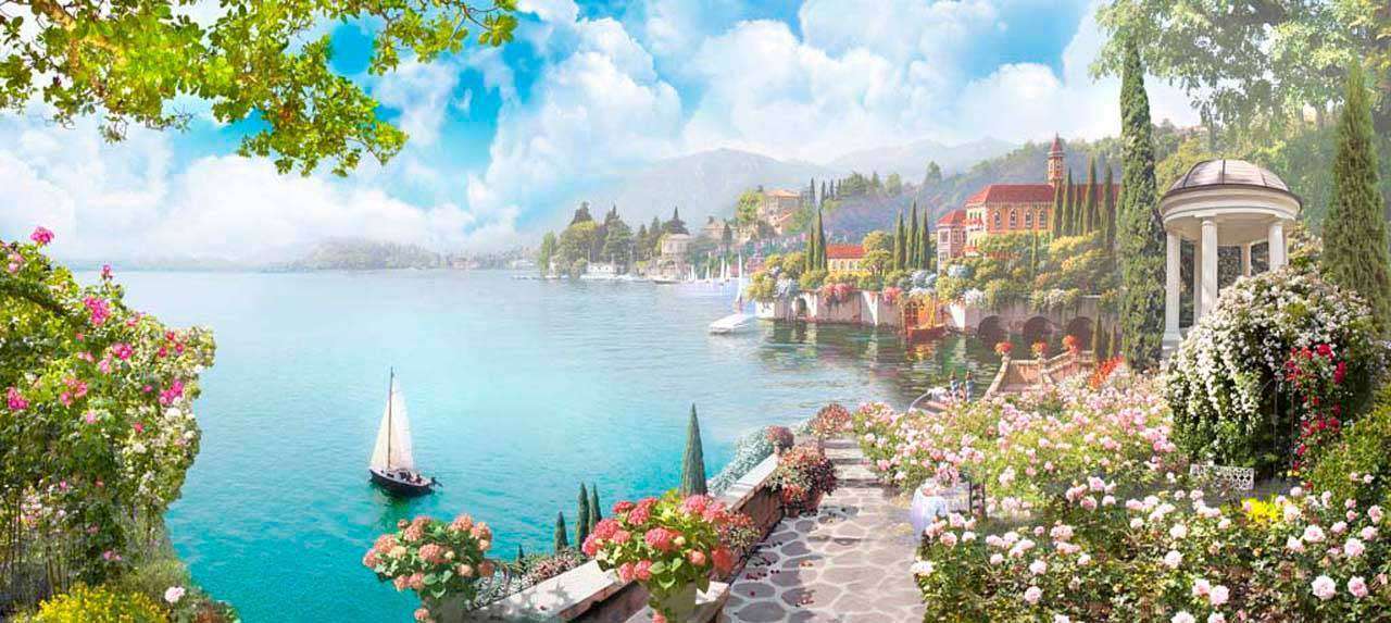 Фотообои в интерьере солнечное утро на набережной  5-067 фото