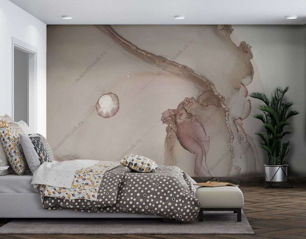 Фотообои в интерьере разводы акварель серые  9-1562 фото