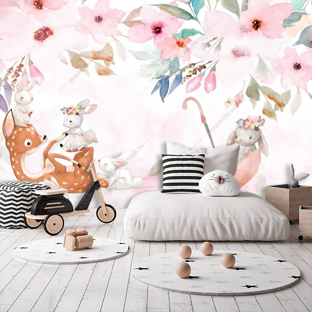 Фотообои Зайка в зонтике  13-215