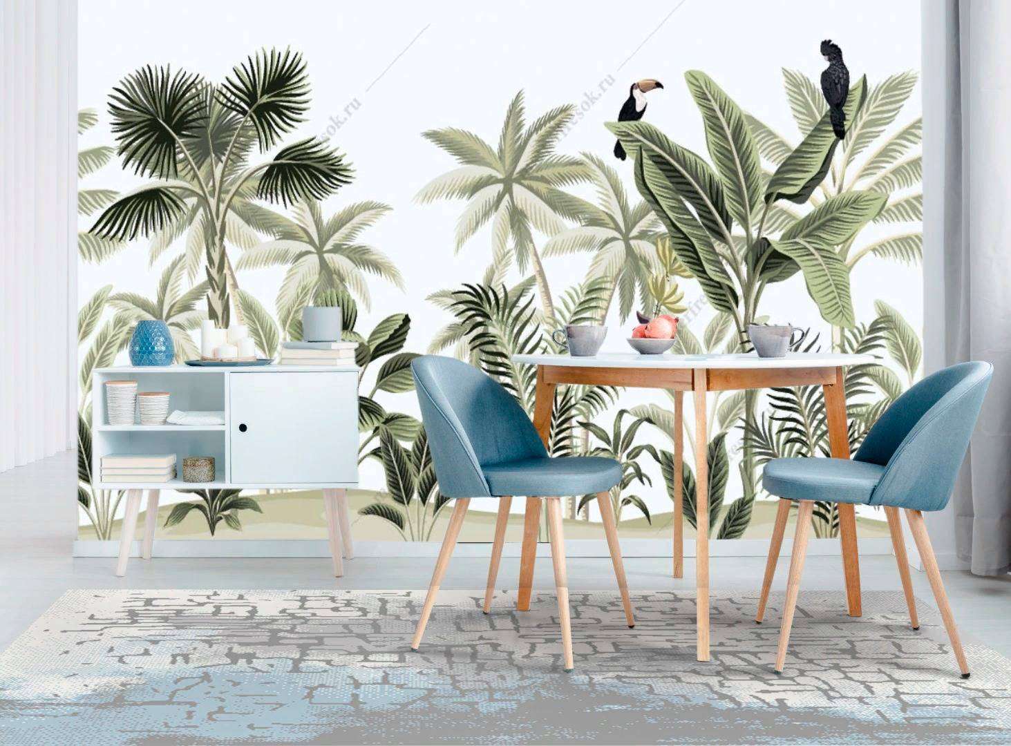 Фотообои в интерьере яркие тропики  12-650 фото