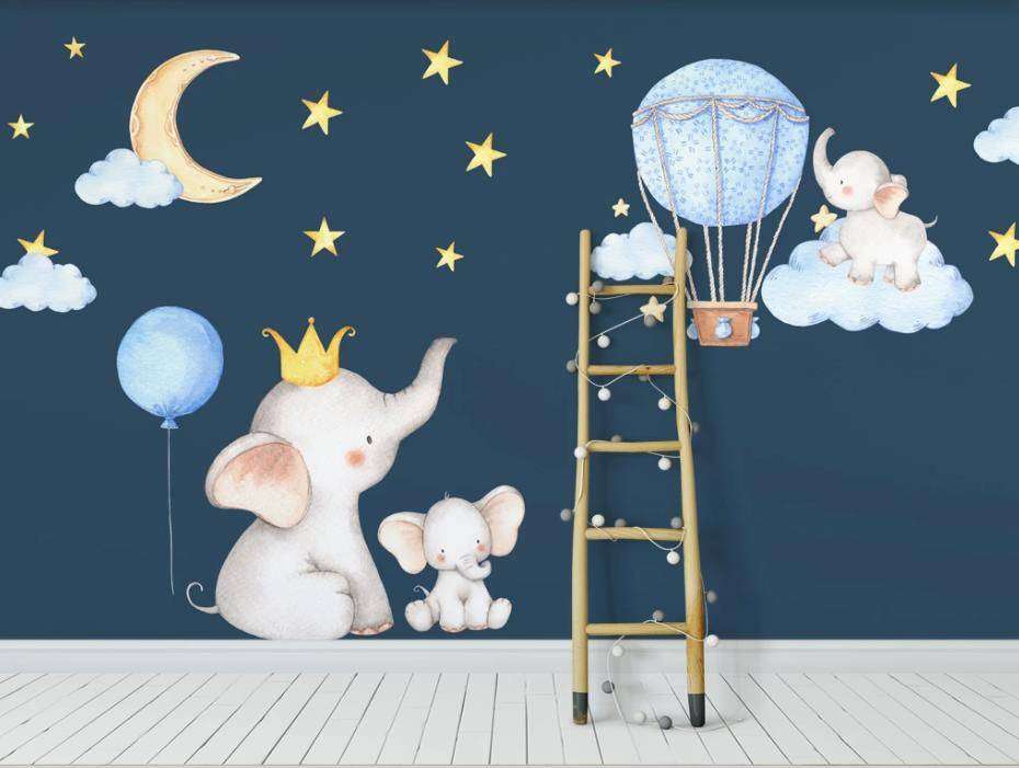 Фотообои в интерьере слоники в ночи  15-168 фото