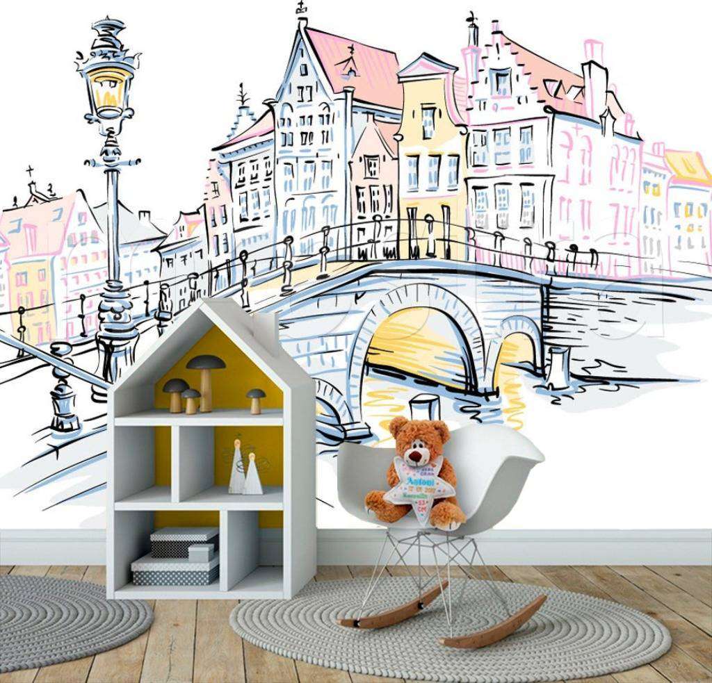 Фотообои в интерьере набережная графика  12-496 фото