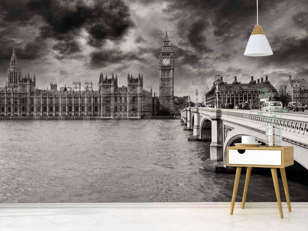Фотообои в интерьере мрачное небо лондона  9-487 фото