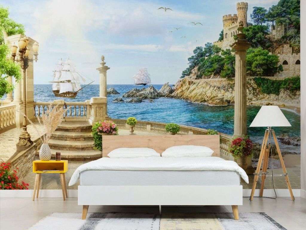 Фотообои в интерьере замок на морском утесе  19-0068 фото