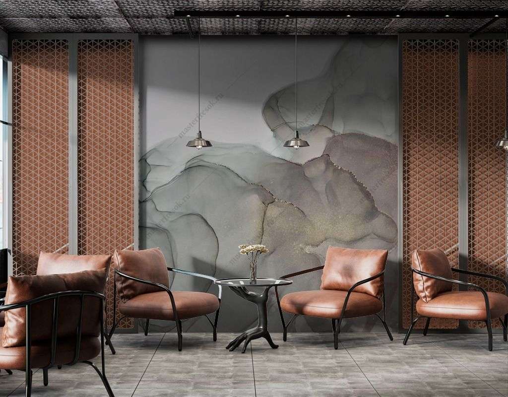 Фотообои в интерьере мрамор акварелью  9-1564 фото