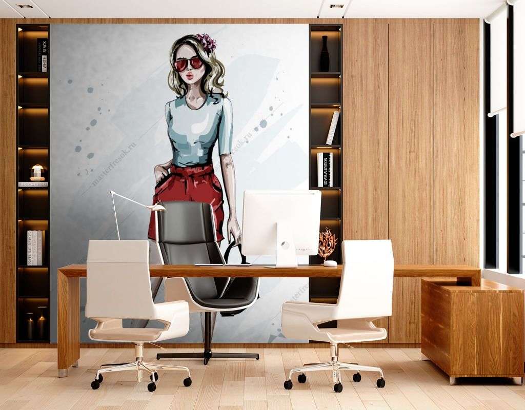 Фотообои в интерьере стильная блондинка  12-1380 фото