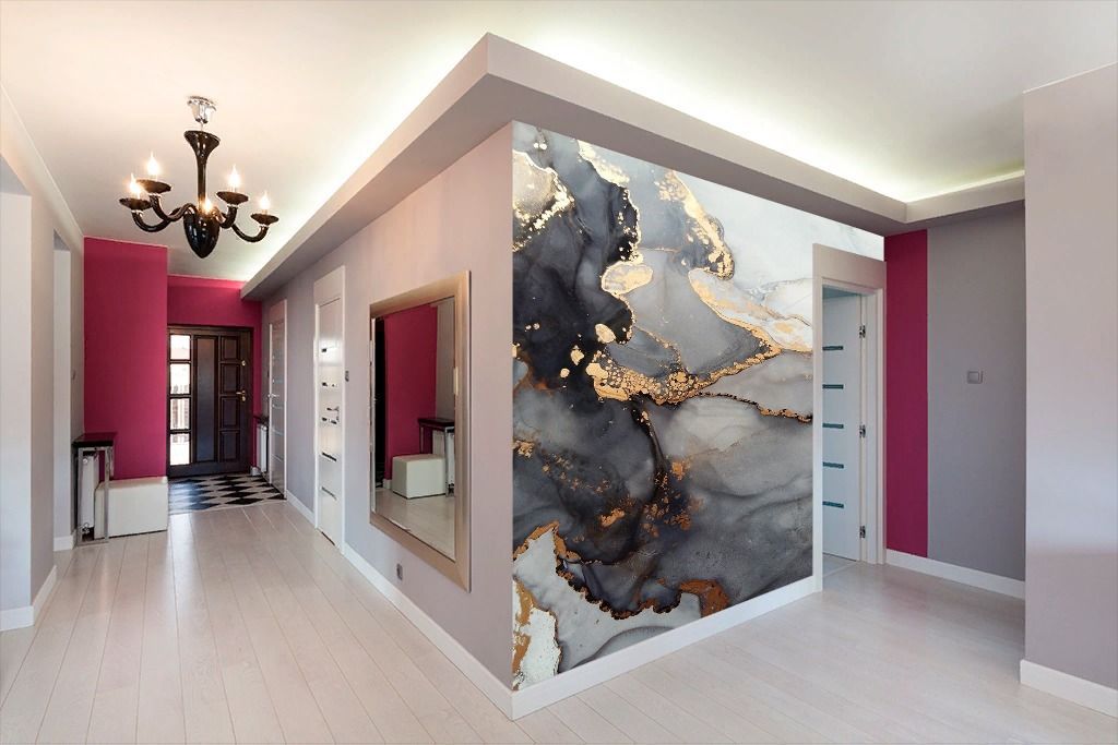 Фотообои Мрамор черный с золотом  9-1424