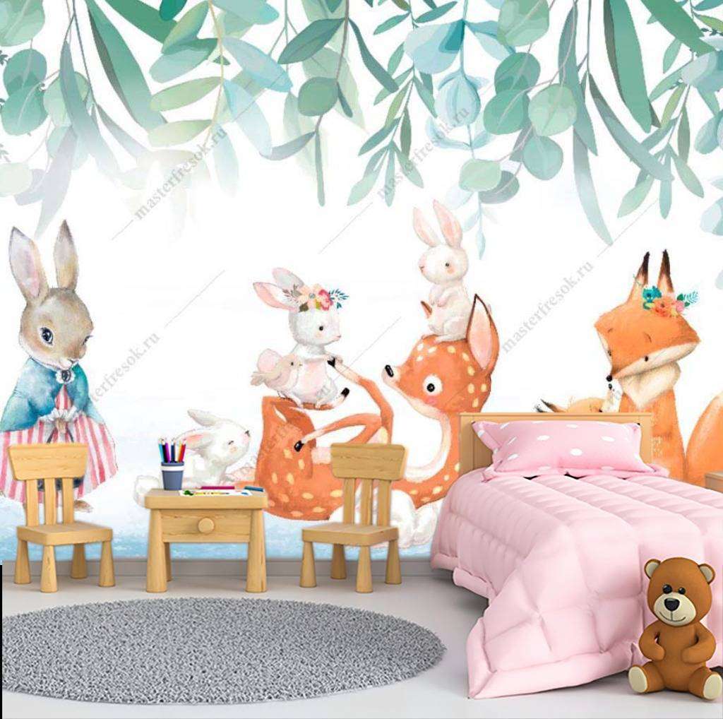 Фотообои в интерьере животные иллюстрация  14-021 фото