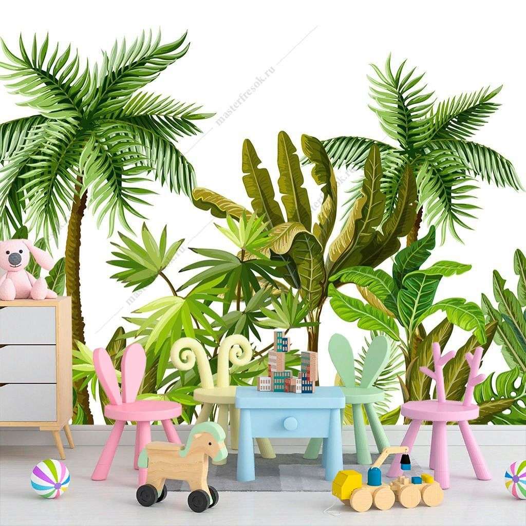 Фотообои в интерьере пальмы на белом фоне  9-1640 фото