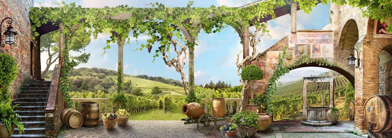 Фотообои в интерьере арки и вид на горы  19-0006 фото