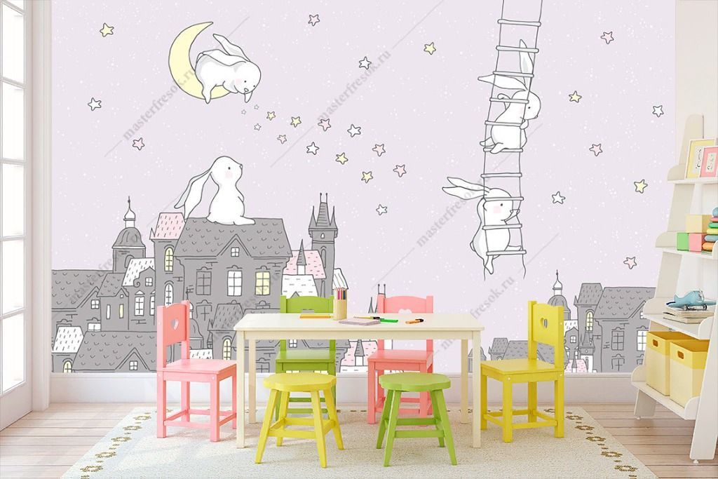 Фотообои Зайки на крыше  14-231