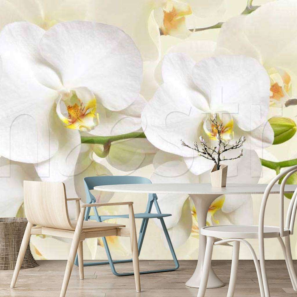 Фотообои в интерьере белая орхидея пленительная  10-162 фото