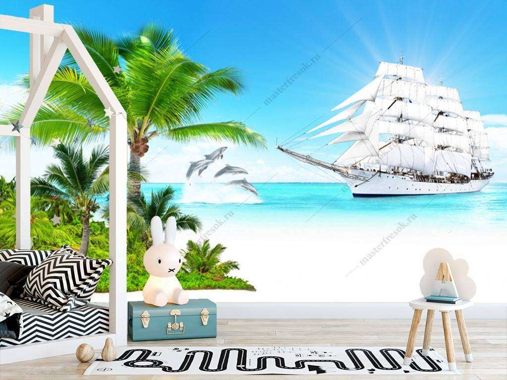 Фотообои в интерьере пляж белый  12-961 фото