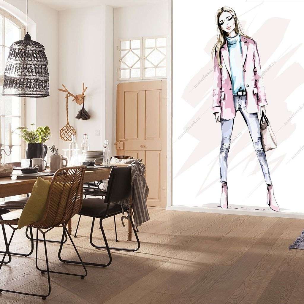 Фотообои в интерьере девушка с сумочкой  12-1379 фото