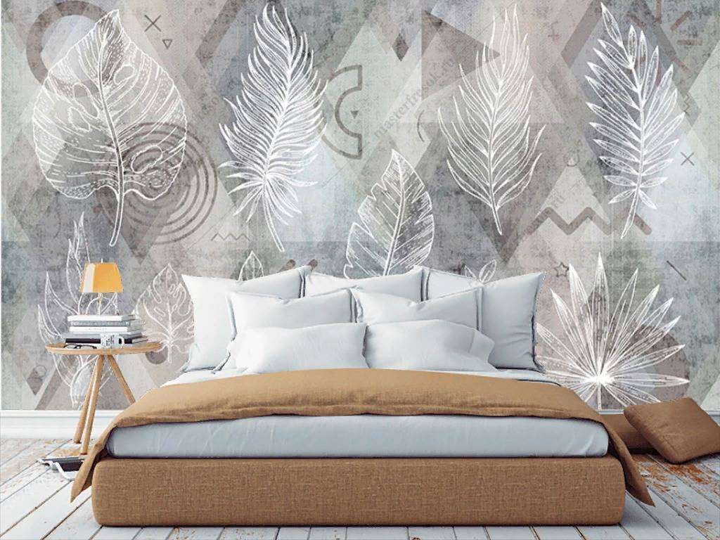 Фотообои в интерьере панно перышки  15-830 фото