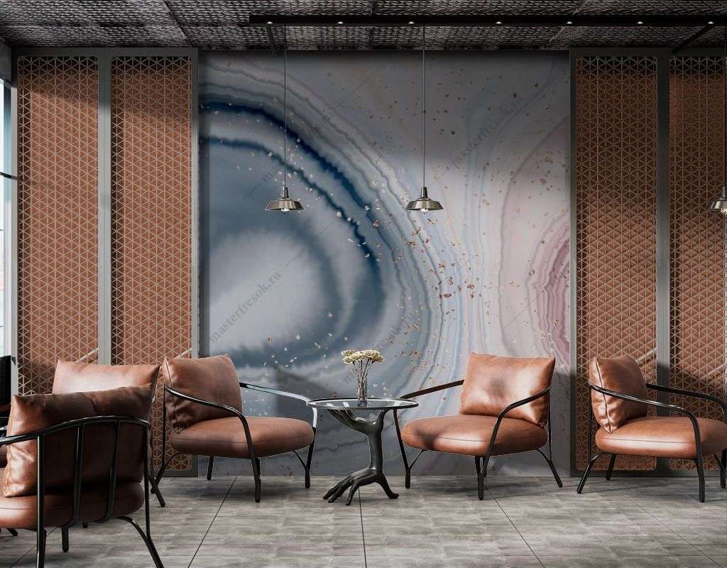 Фотообои в интерьере двухцветный мрамор  9-1559 фото