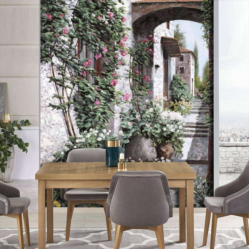 Фотообои в интерьере солнечный день на улице тихого города  8-021 фото