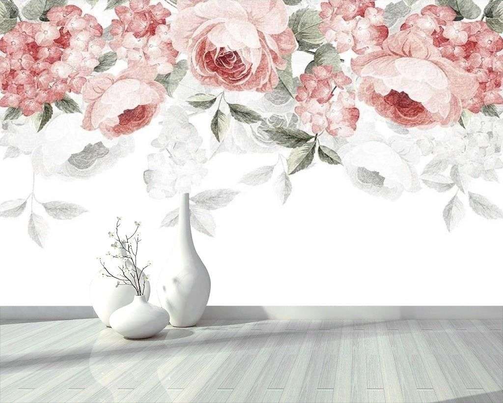 Фотообои в интерьере цветы на холсте  15-740 фото