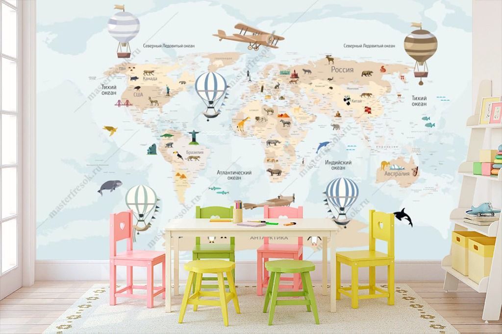 Фотообои Карта мира на русском  14-289