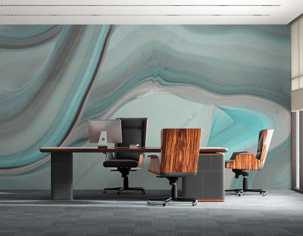 Фотообои в интерьере бирюзовый флюид  9-1536 фото